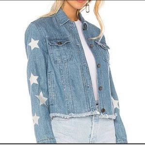 Cupcakes and cashmere Affleck Frayed Denim Jacket Painted Star Large
